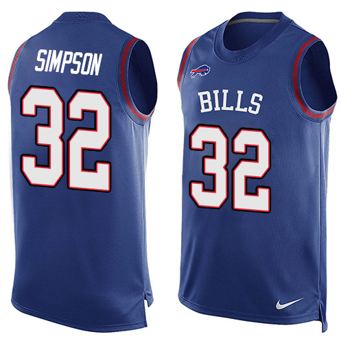 Men's Limited O. J. Simpson Nike Jersey Royal Blue - #32 Player Name & Number Tank Top NFL Buffalo Bills